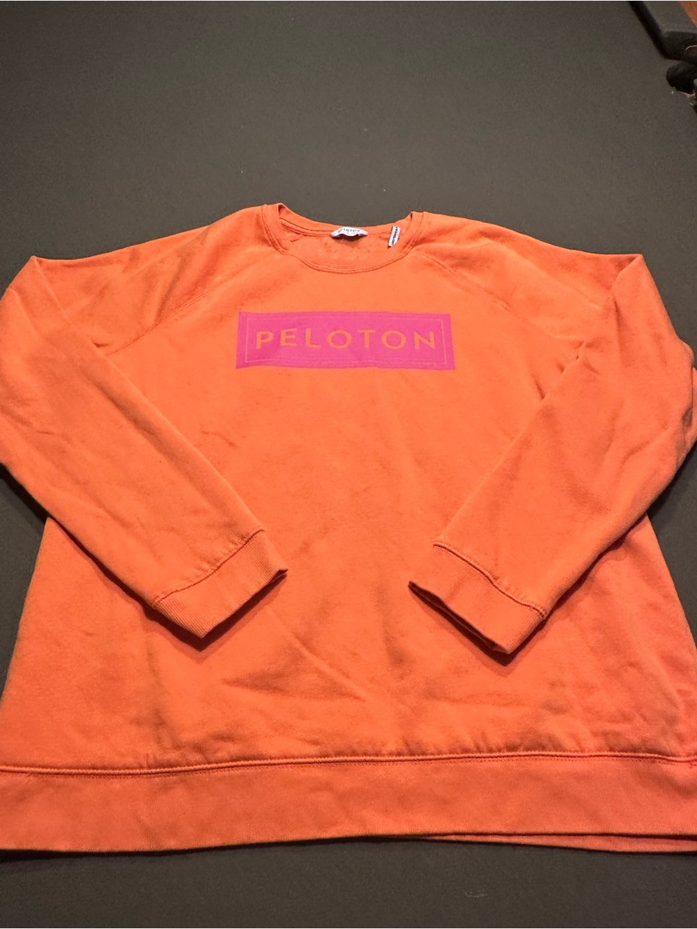 Peloton Orange Crewneck Sweatshirt with Pink Logo Large never worn